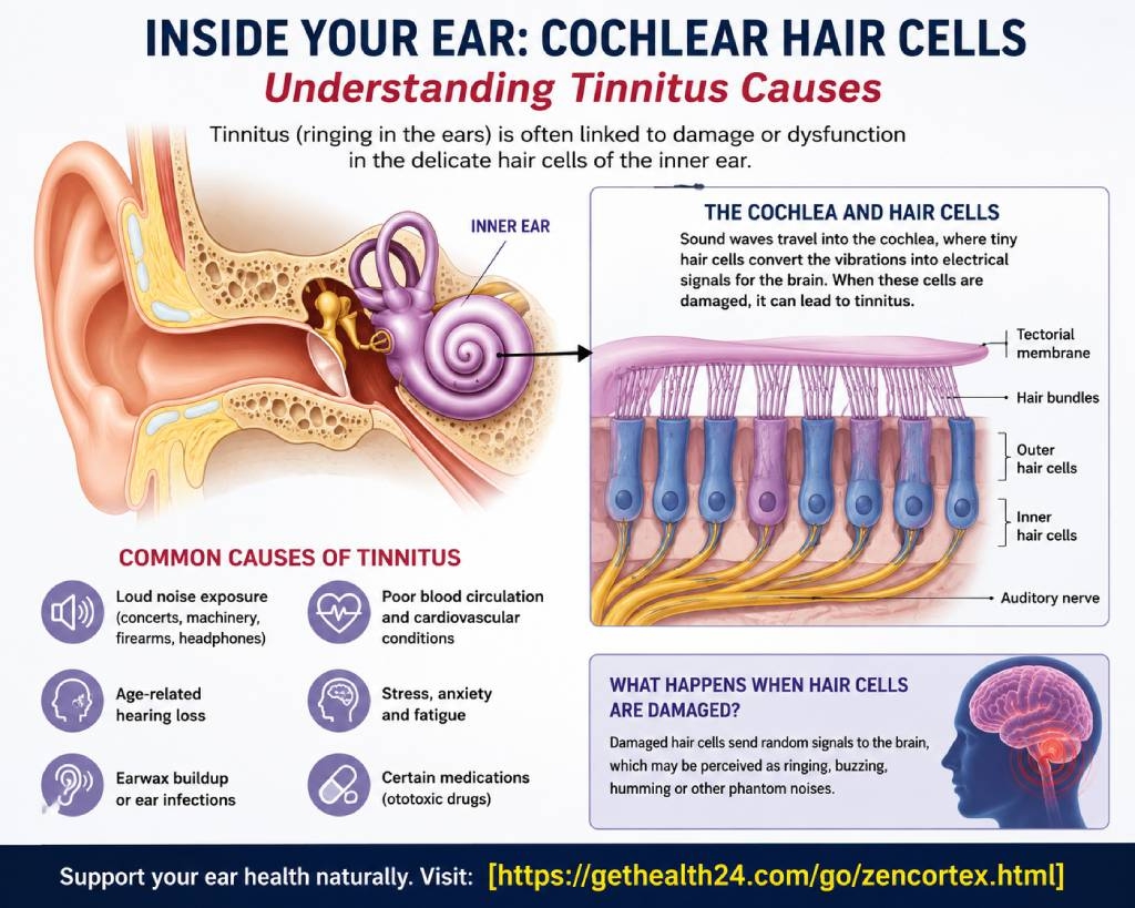 inner ear showing cochlear hair cells – tinnitus causes.jpg